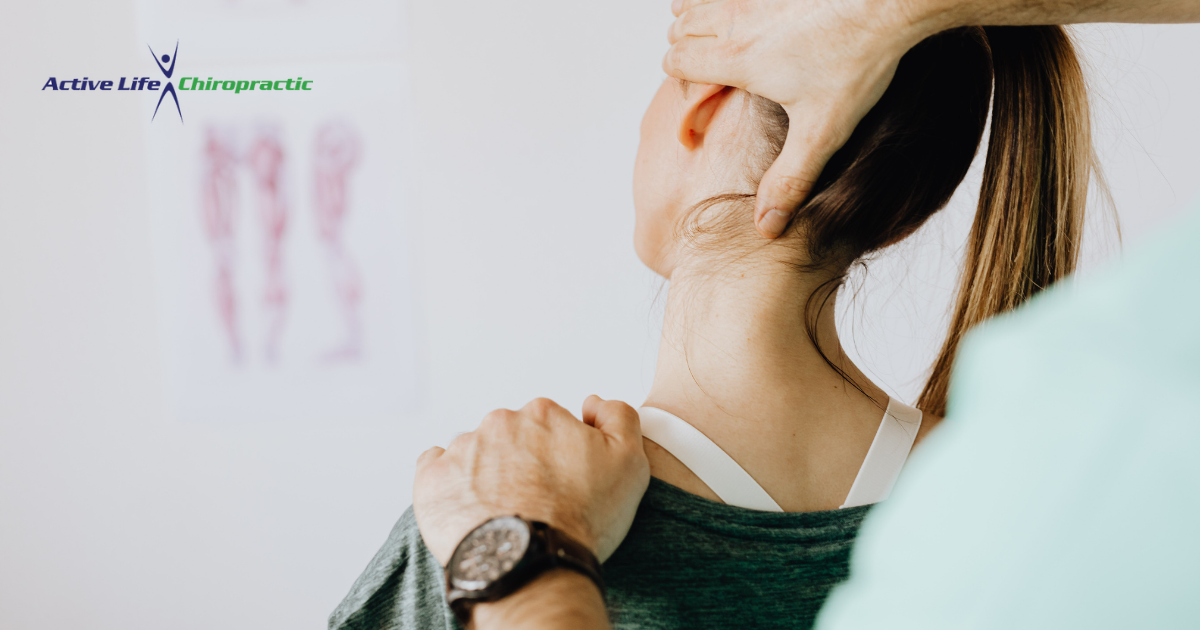 Woman getting neck adjusted at Active Life Chiropractic
